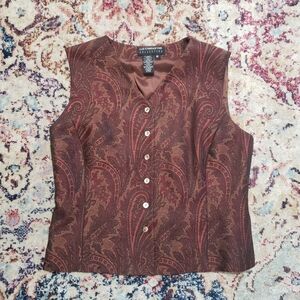 90s Tailored Paisley Vest Top Liz Claiborne Collection Size Vintage 10